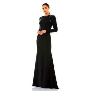 Mac Duggal  26612 NWT RAGLAN LONG SLEEVE HIGH NECK GOWN